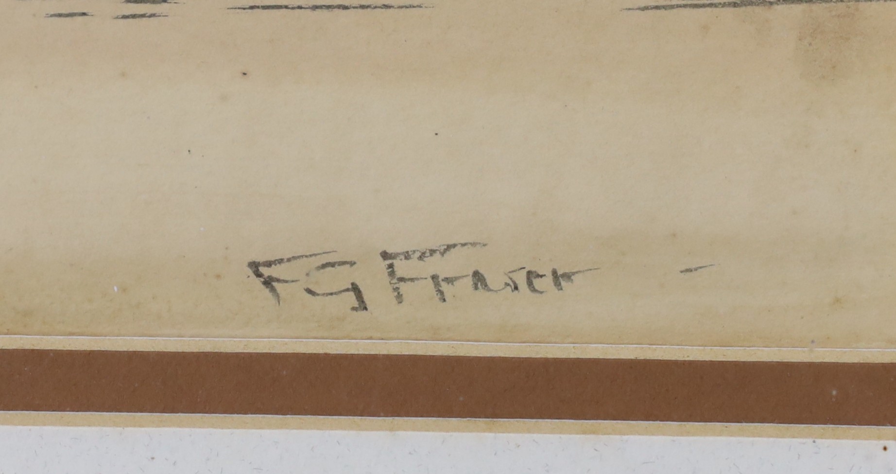 Frederick Gordon Fraser (1879-1931), watercolour, church among the Fens, signed, 11 x 54cm
